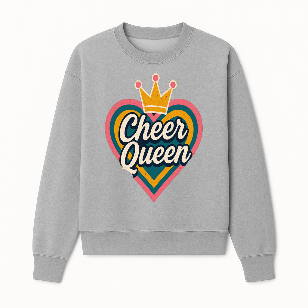 Cheer Queen Vintage Heart Design T-Shirt, Fun Cheerleading Apparel for Cheerleaders and Fans, Colorful Graphic Tee - Sweatshirt 1758186544426.jpg