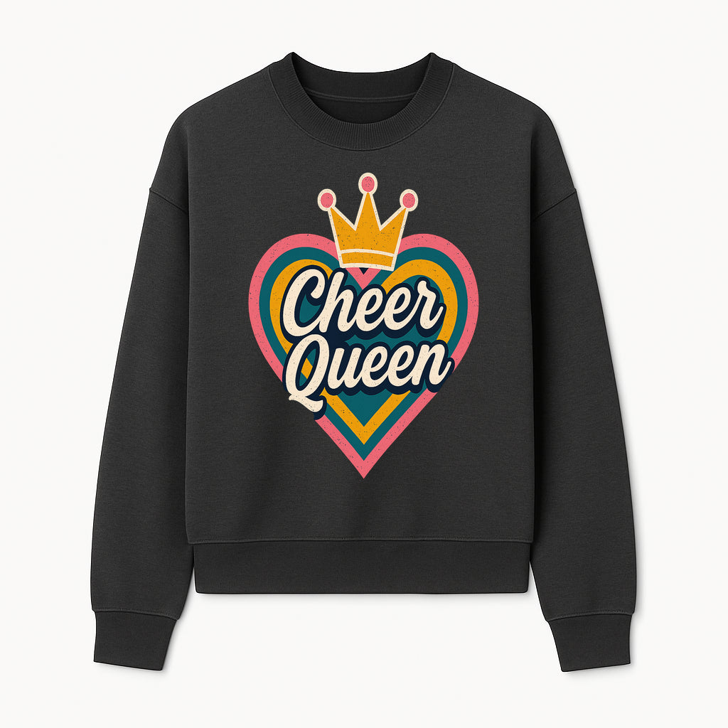 Cheer Queen Vintage Heart Design T-Shirt, Fun Cheerleading Apparel for Cheerleaders and Fans, Colorful Graphic Tee - Sweatshirt 1758186544724.jpg