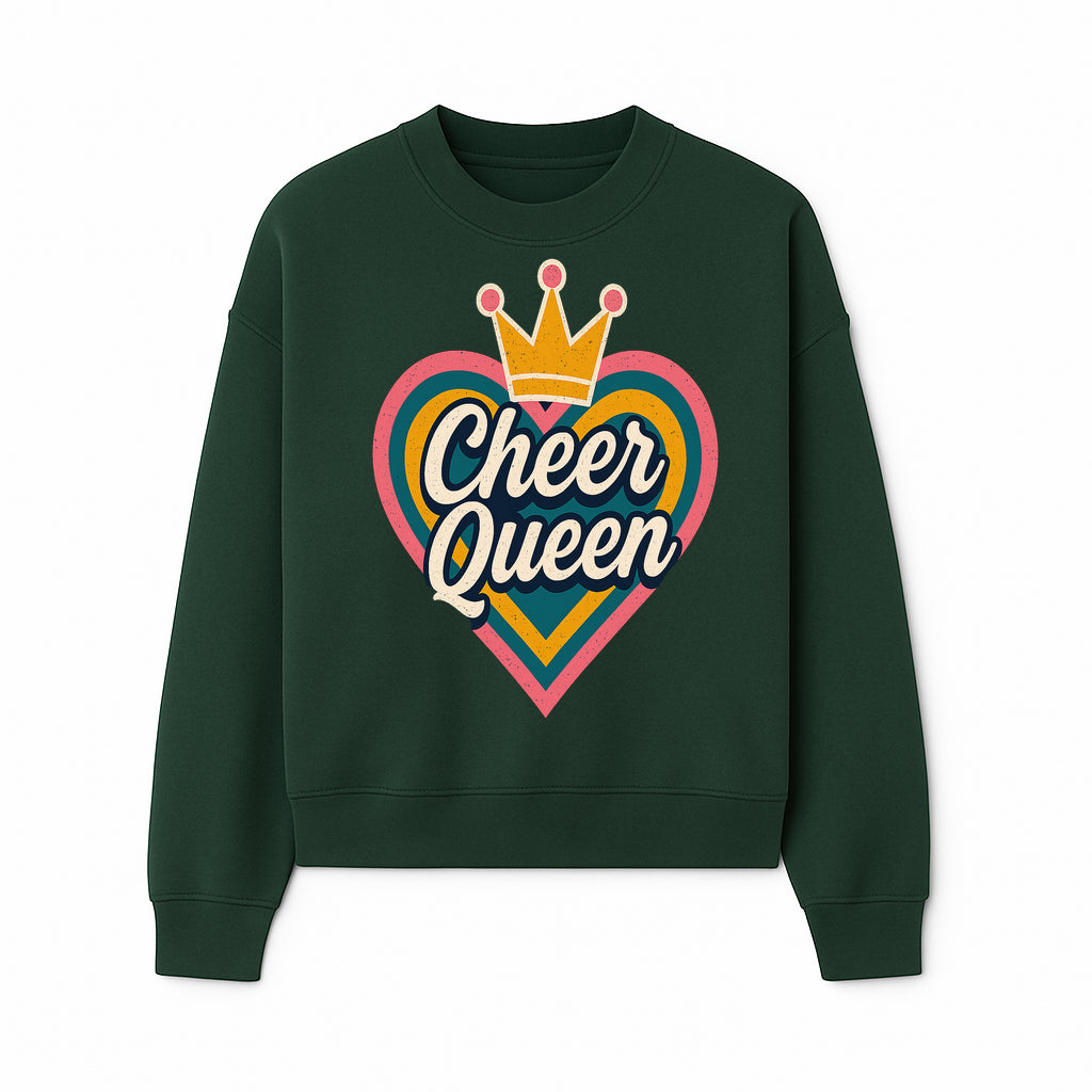 Cheer Queen Vintage Heart Design T-Shirt, Fun Cheerleading Apparel for Cheerleaders and Fans, Colorful Graphic Tee - Sweatshirt 1758186544861.jpg