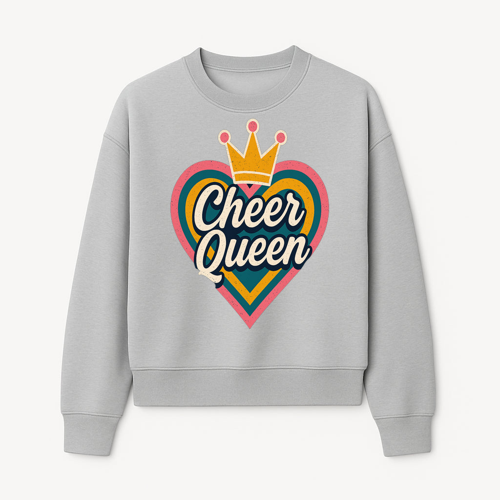 Cheer Queen Vintage Heart Design T-Shirt, Fun Cheerleading Apparel for Cheerleaders and Fans, Colorful Graphic Tee - Sweatshirt 1758186545023.jpg