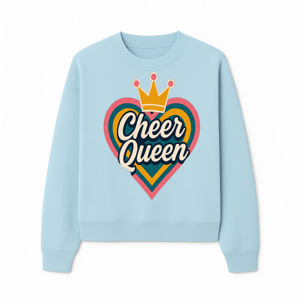 Cheer Queen Vintage Heart Design T-Shirt, Fun Cheerleading Apparel for Cheerleaders and Fans, Colorful Graphic Tee - Sweatshirt 1758186545161.jpg