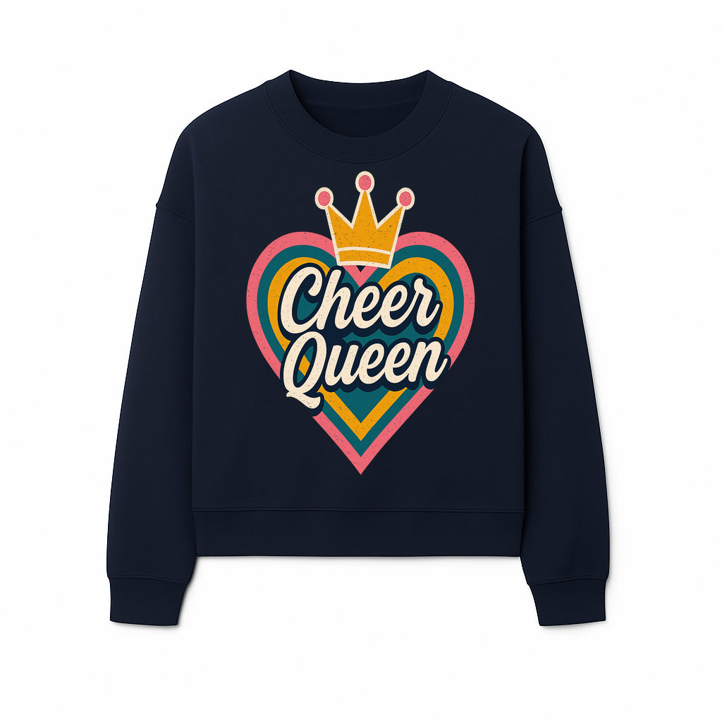 Cheer Queen Vintage Heart Design T-Shirt, Fun Cheerleading Apparel for Cheerleaders and Fans, Colorful Graphic Tee - Sweatshirt 1758186545596.jpg