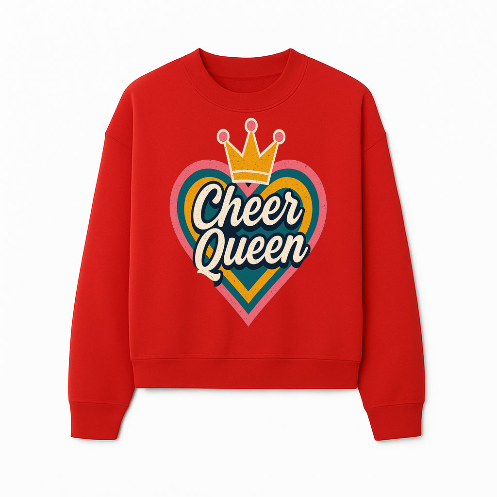 Cheer Queen Vintage Heart Design T-Shirt, Fun Cheerleading Apparel for Cheerleaders and Fans, Colorful Graphic Tee - Sweatshirt 1758186545744.jpg