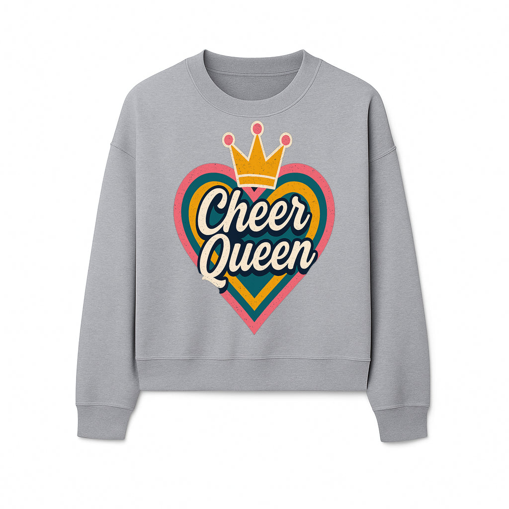 Cheer Queen Vintage Heart Design T-Shirt, Fun Cheerleading Apparel for Cheerleaders and Fans, Colorful Graphic Tee - Sweatshirt 1758186545900.jpg