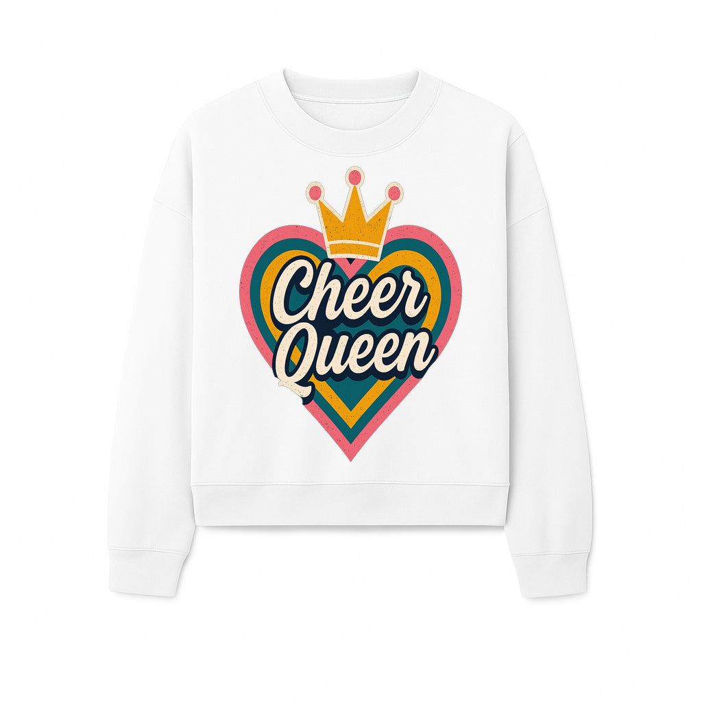 Cheer Queen Vintage Heart Design T-Shirt, Fun Cheerleading Apparel for Cheerleaders and Fans, Colorful Graphic Tee - Sweatshirt 1758186546019.jpg