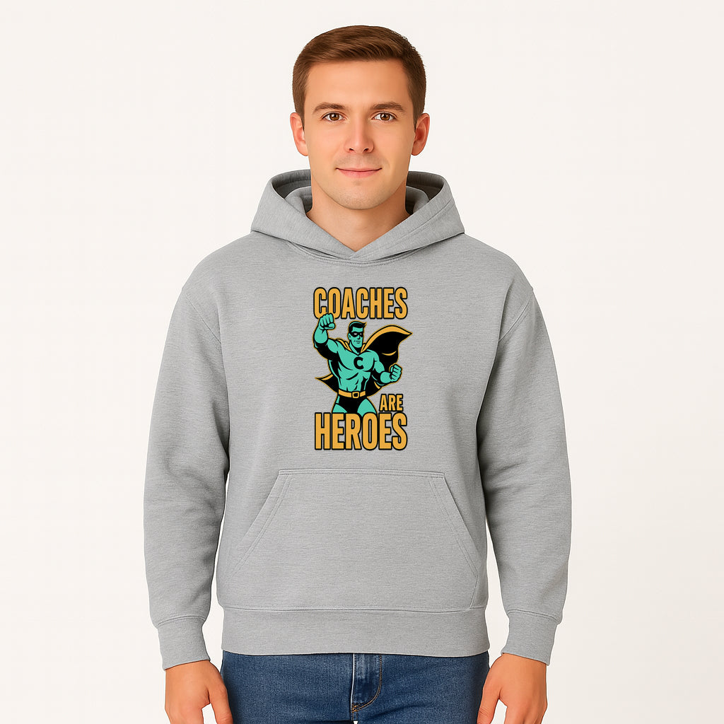 Coaches Are Heroes - Superhero Coach Illustration Graphic Tee for Sports Enthusiasts, Team Coaches, and Motivational Gifts - Hoodie 1758186546171.jpg