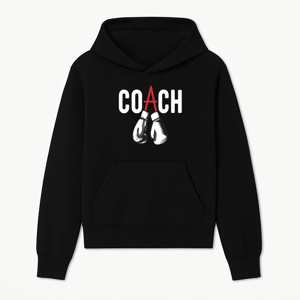 Boxing Coach Graphic T-Shirt with Punching Gloves Design, Sports Apparel for Coaches and Athletes, Motivational Workout Clothing - Hoodie 1758186546662.jpg