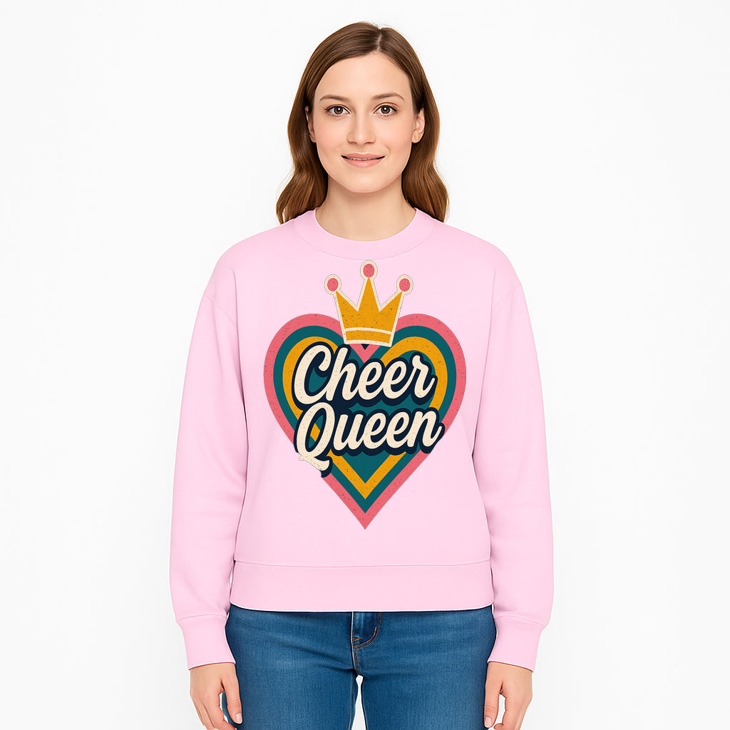 Cheer Queen Vintage Heart Design T-Shirt, Fun Cheerleading Apparel for Cheerleaders and Fans, Colorful Graphic Tee - Sweatshirt 1758186547304.jpg