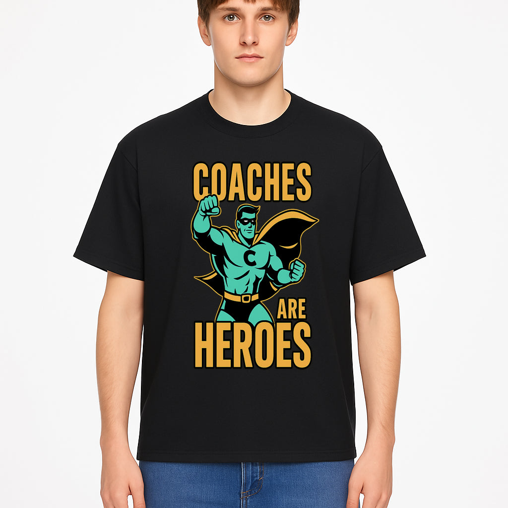 Coaches Are Heroes - Superhero Coach Illustration Graphic Tee for Sports Enthusiasts, Team Coaches, and Motivational Gifts - T-shirt 1758186549167.jpg