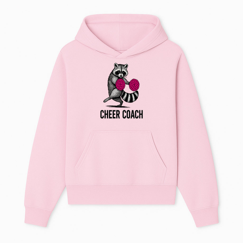 Cheer Coach Raccoon Graphic Tee - Fun & Whimsical Animal Design for Cheerleaders & Coaches, Perfect Gift Idea - Hoodie 1758186549826.jpg