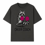 Cheer Coach Raccoon Graphic Tee - Fun & Whimsical Animal Design for Cheerleaders & Coaches, Perfect Gift Idea - T-shirt 1758186552461.jpg