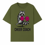 Cheer Coach Raccoon Graphic Tee - Fun & Whimsical Animal Design for Cheerleaders & Coaches, Perfect Gift Idea - T-shirt 1758186552588.jpg