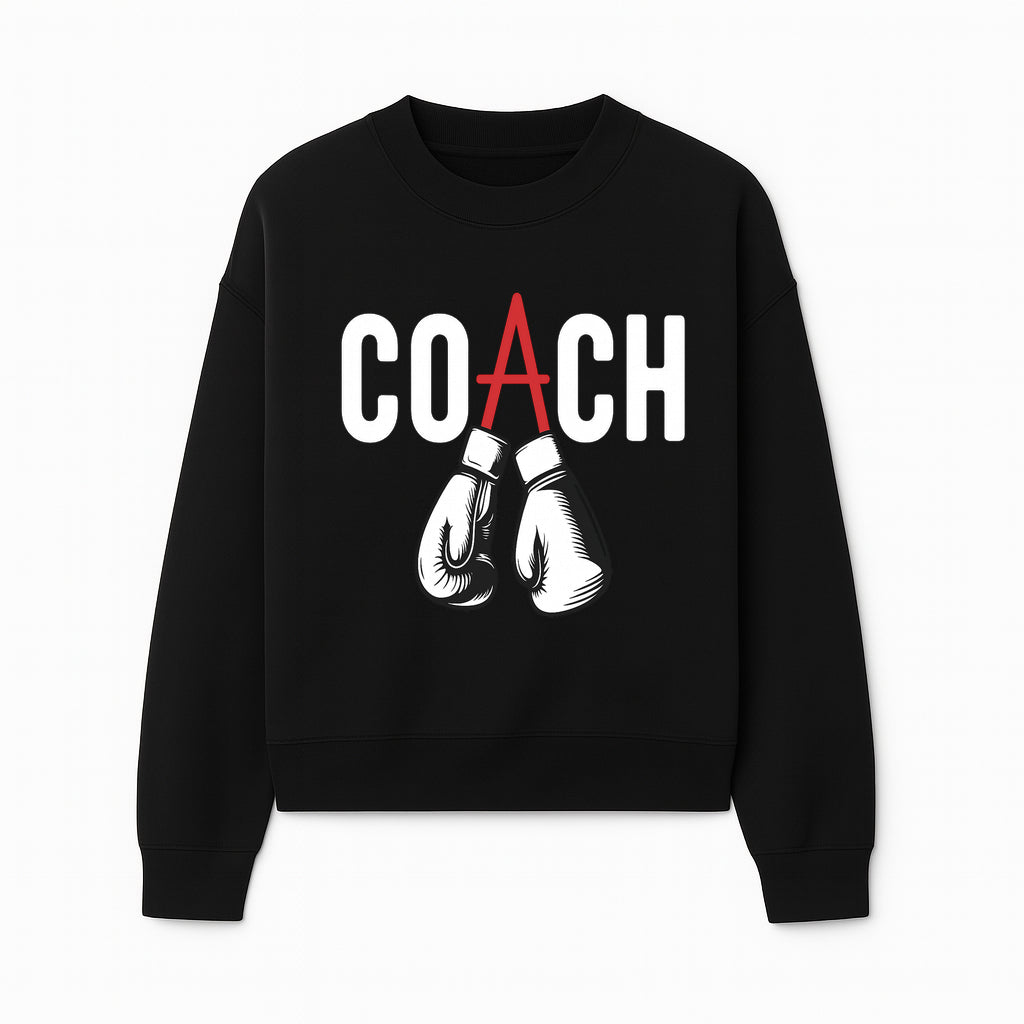 Boxing Coach Graphic T-Shirt with Punching Gloves Design, Sports Apparel for Coaches and Athletes, Motivational Workout Clothing - Sweatshirt 1758186552666.jpg