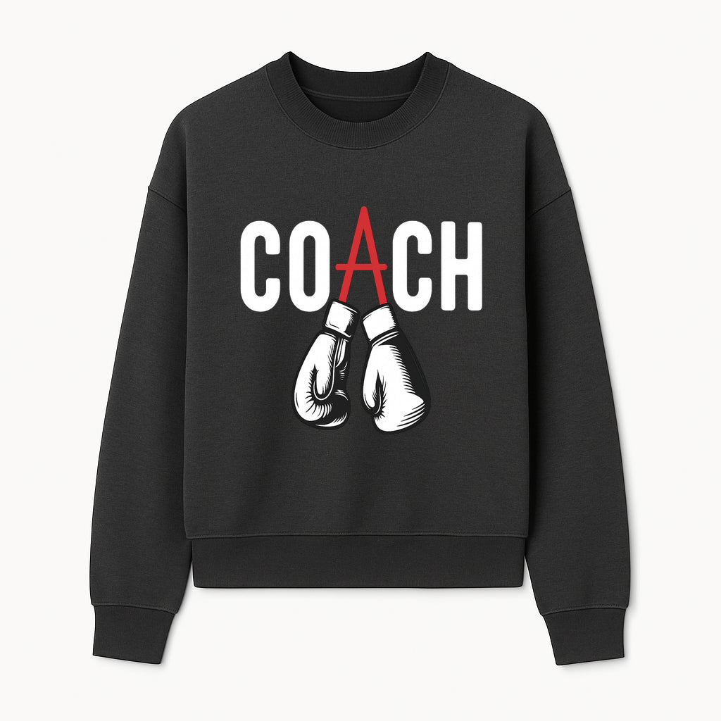 Boxing Coach Graphic T-Shirt with Punching Gloves Design, Sports Apparel for Coaches and Athletes, Motivational Workout Clothing - Sweatshirt 1758186552802.jpg