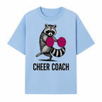 Cheer Coach Raccoon Graphic Tee - Fun & Whimsical Animal Design for Cheerleaders & Coaches, Perfect Gift Idea - T-shirt 1758186552865.jpg