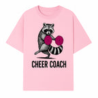 Cheer Coach Raccoon Graphic Tee - Fun & Whimsical Animal Design for Cheerleaders & Coaches, Perfect Gift Idea - T-shirt 1758186553012.jpg