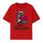 Cheer Coach Raccoon Graphic Tee - Fun & Whimsical Animal Design for Cheerleaders & Coaches, Perfect Gift Idea - T-shirt 1758186553506.jpg