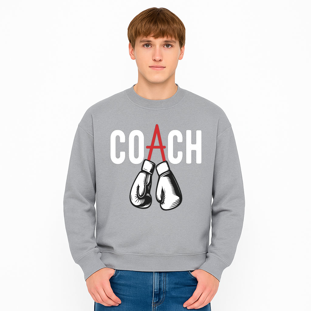 Boxing Coach Graphic T-Shirt with Punching Gloves Design, Sports Apparel for Coaches and Athletes, Motivational Workout Clothing - Sweatshirt 1758186555289.jpg