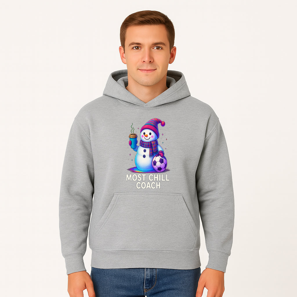 Charming Chill Coach Snowman Graphic Tee with Coffee and Soccer Ball Fun Winter Apparel for Coaches and Sports Lovers - Hoodie 1758186558333.jpg