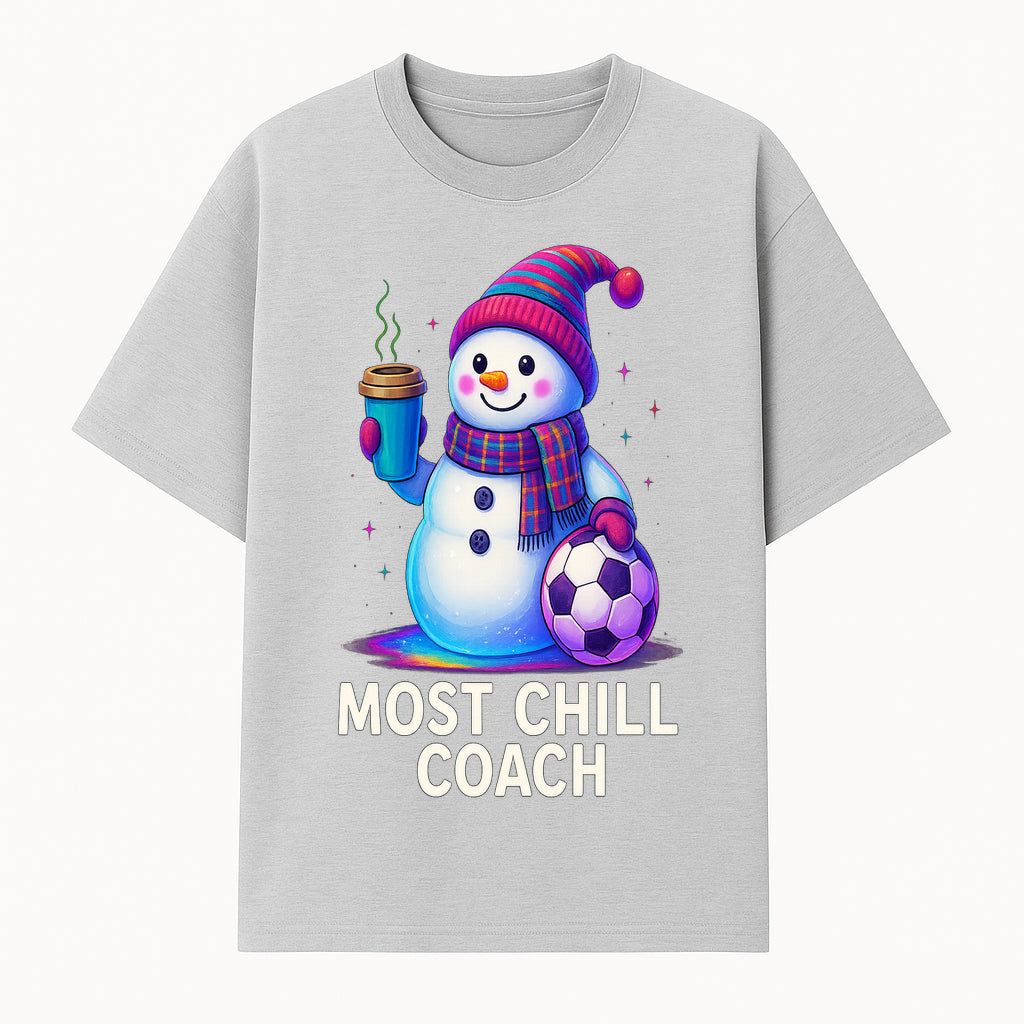 Charming Chill Coach Snowman Graphic Tee with Coffee and Soccer Ball Fun Winter Apparel for Coaches and Sports Lovers - T-shirt 1758186558706.jpg