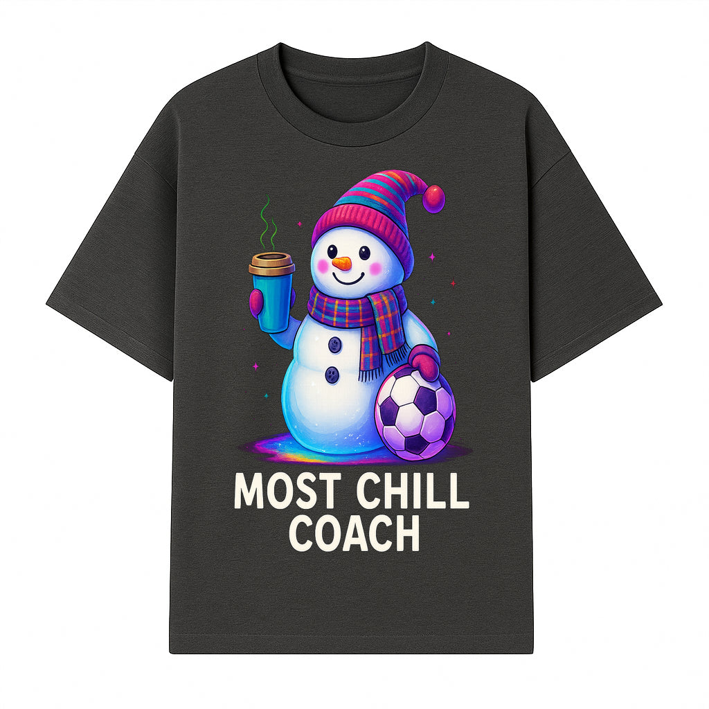 Charming Chill Coach Snowman Graphic Tee with Coffee and Soccer Ball Fun Winter Apparel for Coaches and Sports Lovers - T-shirt 1758186558963.jpg