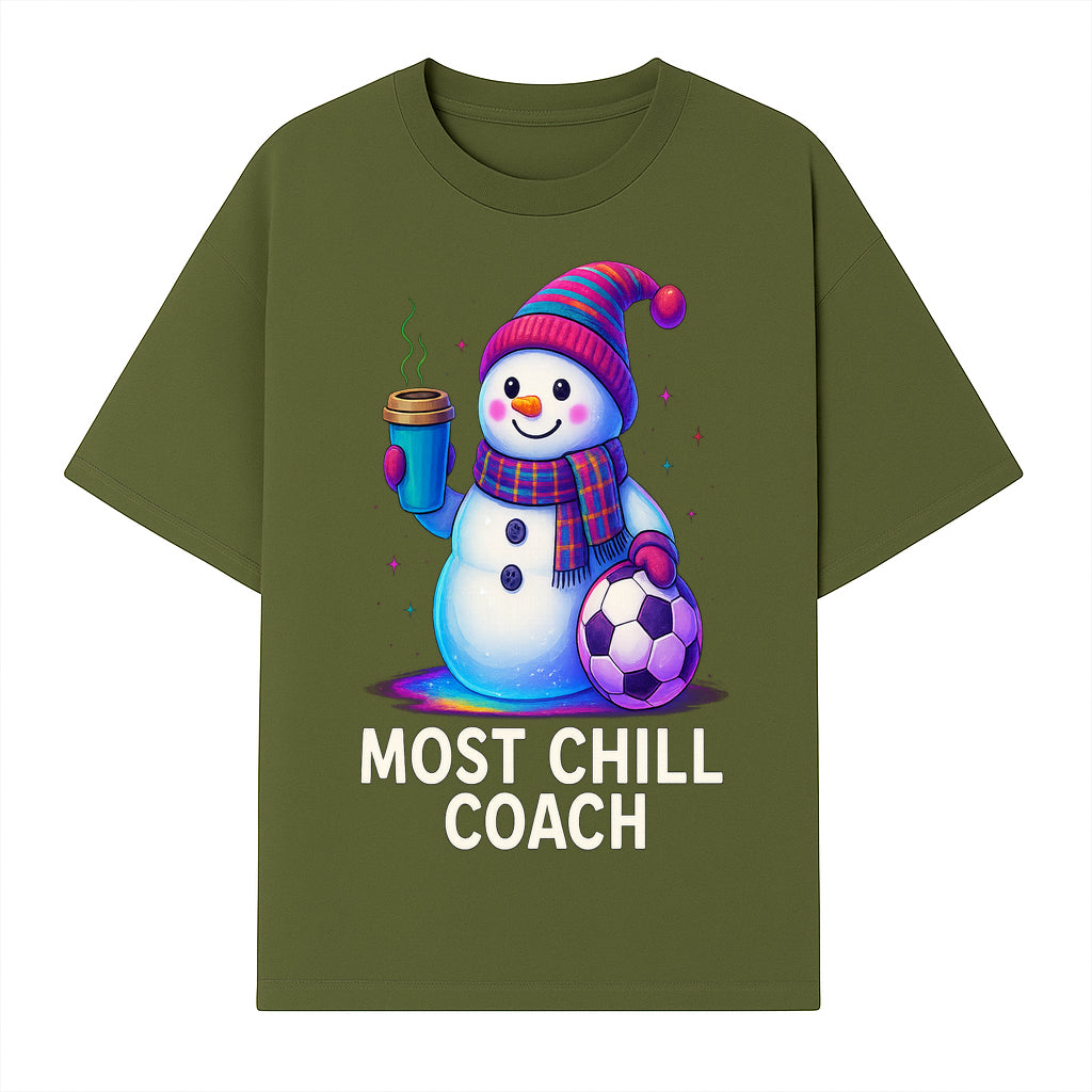 Charming Chill Coach Snowman Graphic Tee with Coffee and Soccer Ball Fun Winter Apparel for Coaches and Sports Lovers - T-shirt 1758186559100.jpg