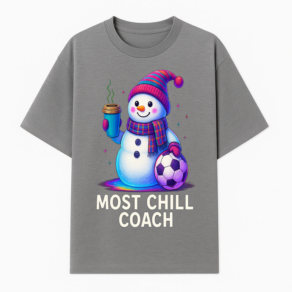 Charming Chill Coach Snowman Graphic Tee with Coffee and Soccer Ball Fun Winter Apparel for Coaches and Sports Lovers - T-shirt 1758186559251.jpg