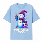 Charming Chill Coach Snowman Graphic Tee with Coffee and Soccer Ball Fun Winter Apparel for Coaches and Sports Lovers - T-shirt 1758186559391.jpg