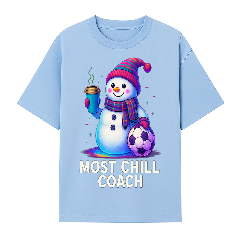 Charming Chill Coach Snowman Graphic Tee with Coffee and Soccer Ball Fun Winter Apparel for Coaches and Sports Lovers - T-shirt 1758186559391.jpg