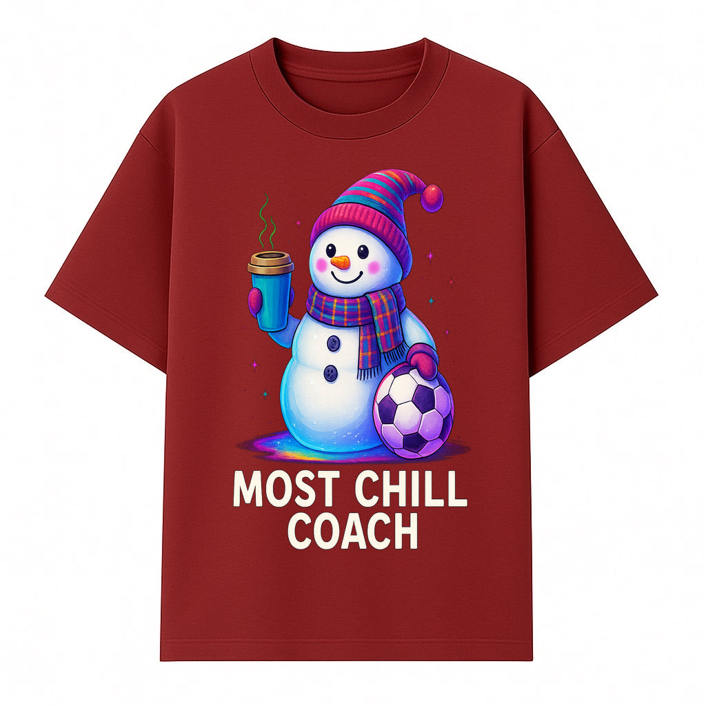 Charming Chill Coach Snowman Graphic Tee with Coffee and Soccer Ball Fun Winter Apparel for Coaches and Sports Lovers - T-shirt 1758186559672.jpg