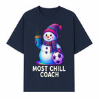 Charming Chill Coach Snowman Graphic Tee with Coffee and Soccer Ball Fun Winter Apparel for Coaches and Sports Lovers - T-shirt 1758186559807.jpg