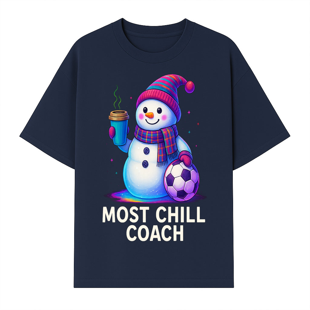Charming Chill Coach Snowman Graphic Tee with Coffee and Soccer Ball Fun Winter Apparel for Coaches and Sports Lovers - T-shirt 1758186559807.jpg