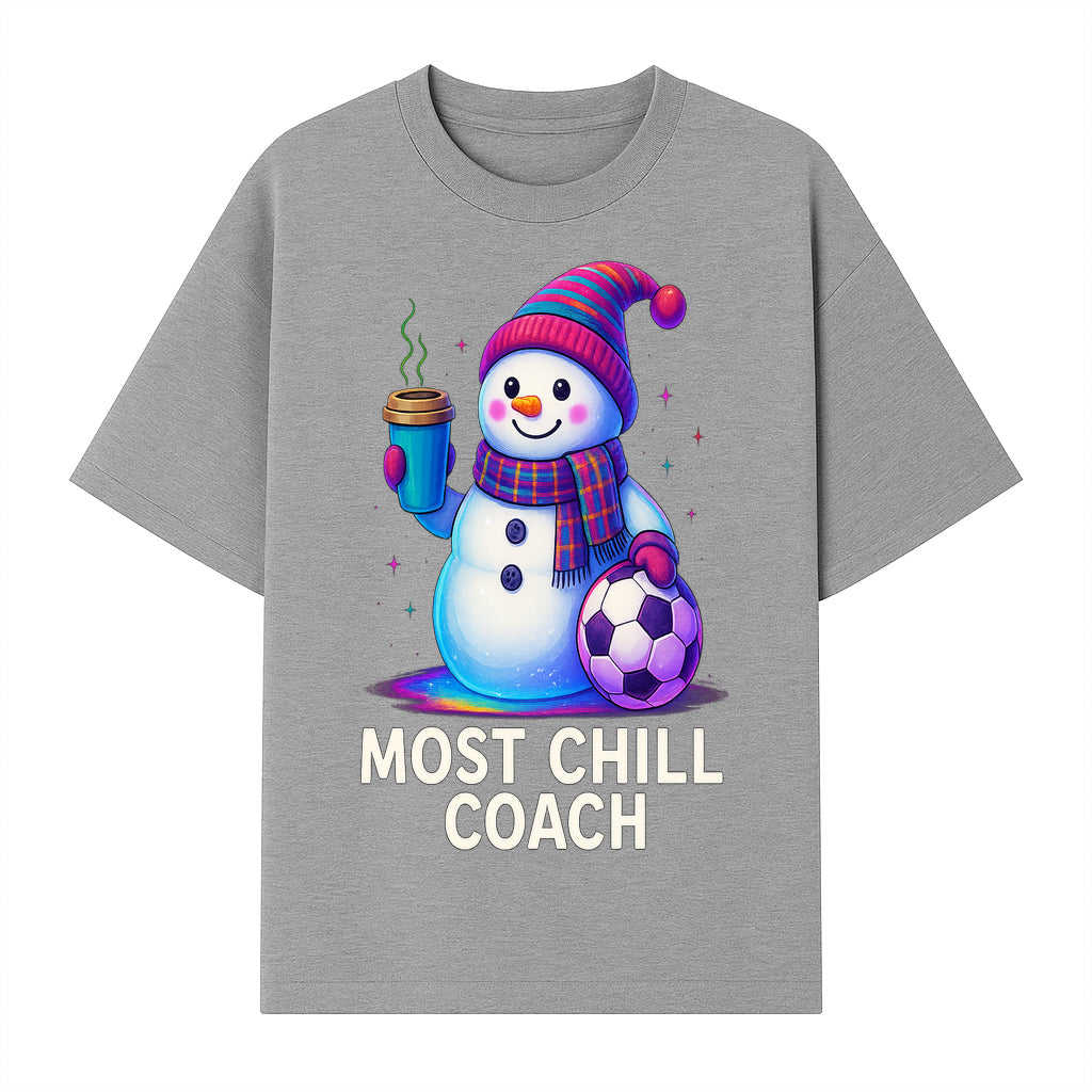 Charming Chill Coach Snowman Graphic Tee with Coffee and Soccer Ball Fun Winter Apparel for Coaches and Sports Lovers - T-shirt 1758186560104.jpg