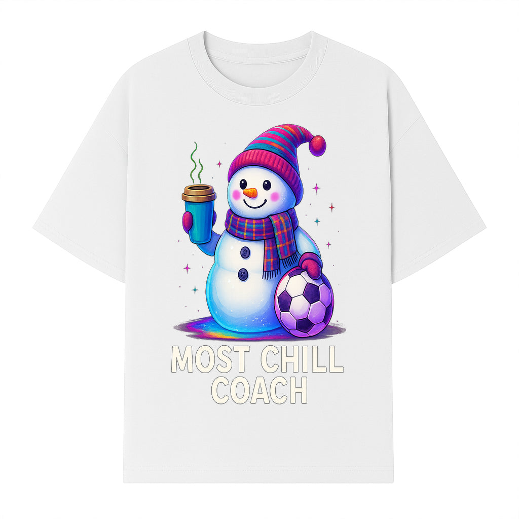 Charming Chill Coach Snowman Graphic Tee with Coffee and Soccer Ball Fun Winter Apparel for Coaches and Sports Lovers - T-shirt 1758186560256.jpg