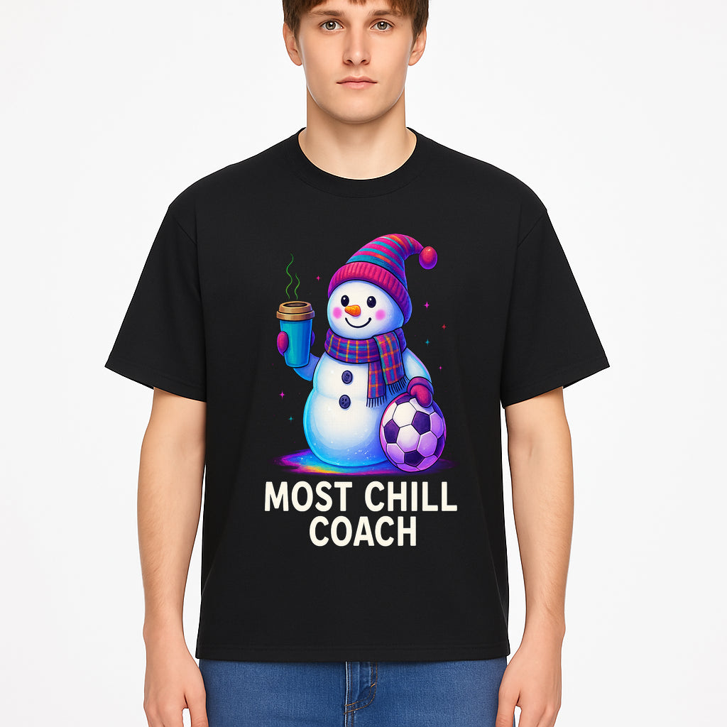 Charming Chill Coach Snowman Graphic Tee with Coffee and Soccer Ball Fun Winter Apparel for Coaches and Sports Lovers - T-shirt 1758186561419.jpg
