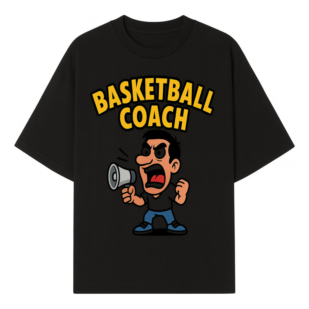 Basketball Coach Cartoon Graphic Tee - Funny Sports Apparel for Coaches & Players - T-shirt 1758186571416.jpg