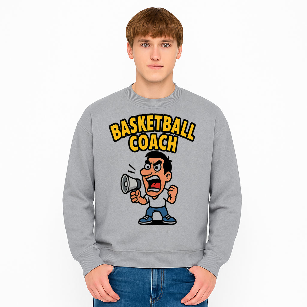 Basketball Coach Cartoon Graphic Tee - Funny Sports Apparel for Coaches & Players - Sweatshirt 1758186577185.jpg