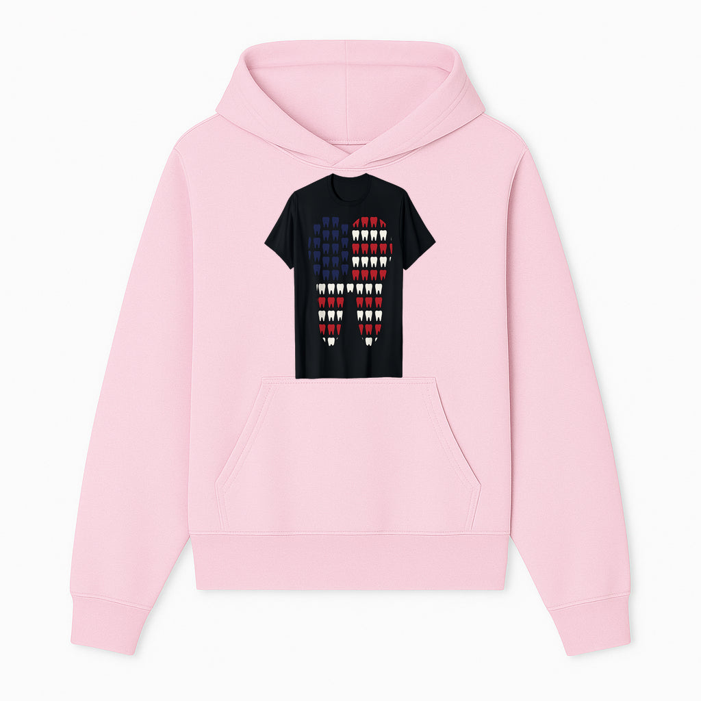 Patriotic Dental Themed T-Shirt with Tooth Pattern, Funny Dentist Humor Shirt, Unisex Fourth of July Graphic Tee - Hoodie 1758250093955.jpg