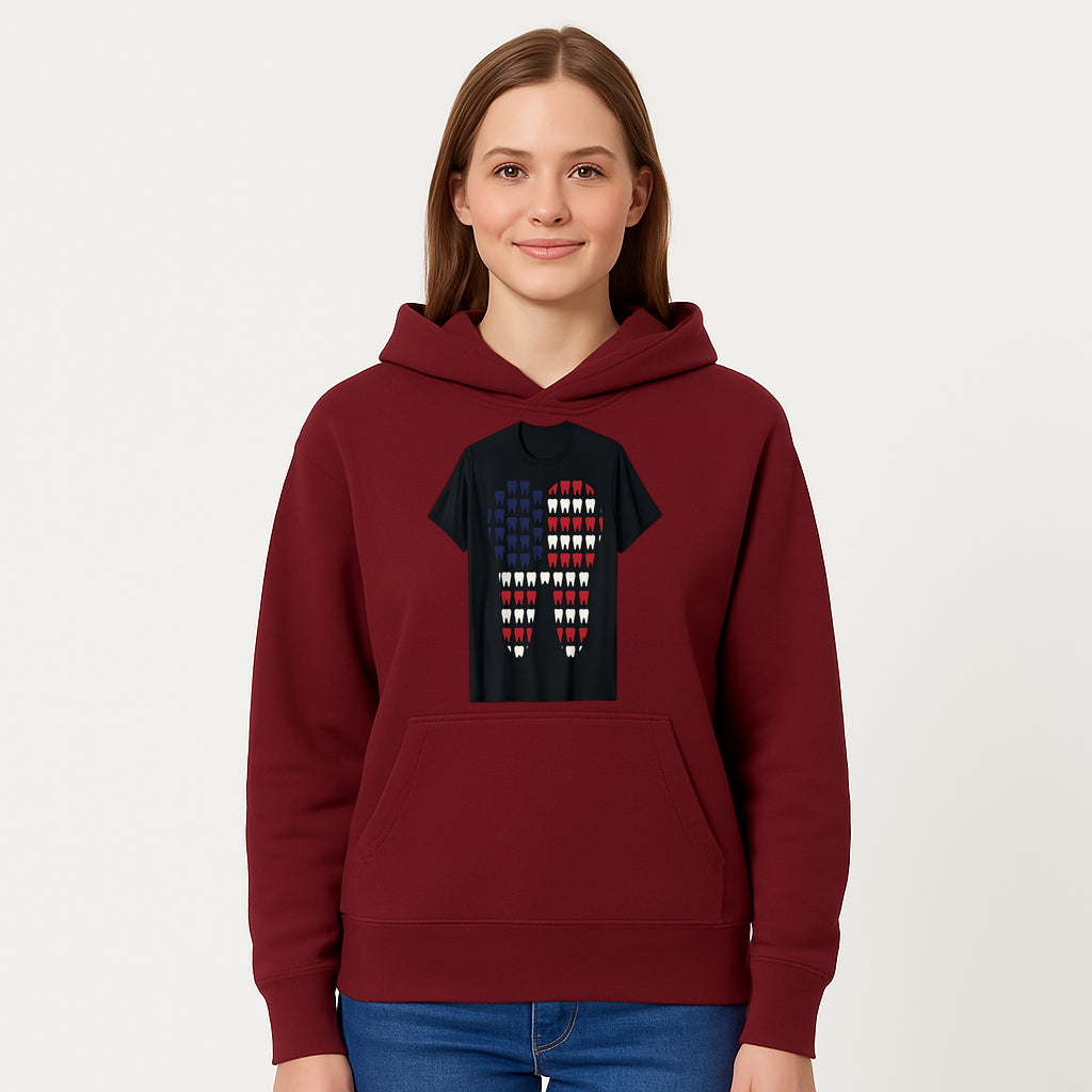 Patriotic Dental Themed T-Shirt with Tooth Pattern, Funny Dentist Humor Shirt, Unisex Fourth of July Graphic Tee - Hoodie 1758250095995.jpg
