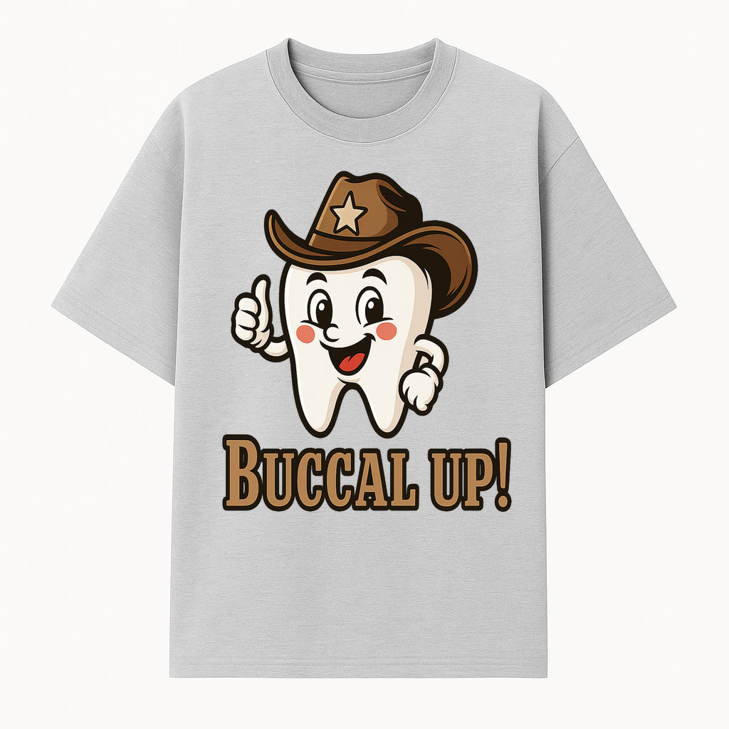 Cowboy Tooth Graphic Tee - Buccal Up! - Fun Dental Humor Shirt for Kids and Adults - Western Theme Dental Care Apparel - T-shirt 1758250097713.jpg
