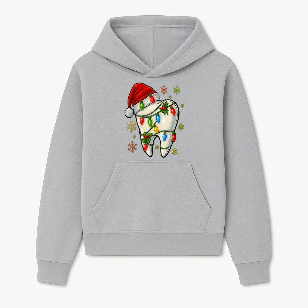 Christmas Tooth Ornament with Santa Hat and Colorful Lights Fun Holiday Decor for Dental Themed Gifts and Decorations. - Hoodie 1758250097744.jpg