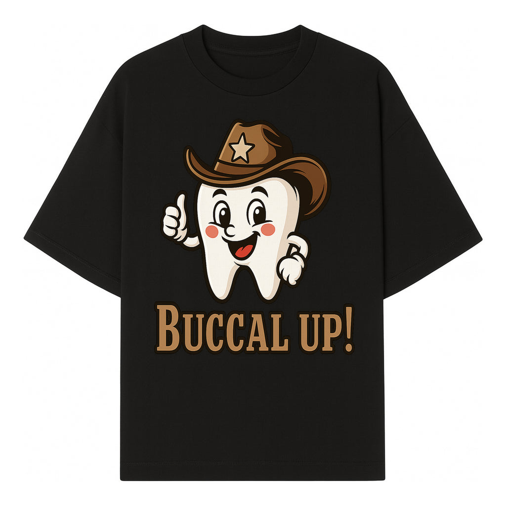 Cowboy Tooth Graphic Tee - Buccal Up! - Fun Dental Humor Shirt for Kids and Adults - Western Theme Dental Care Apparel - T-shirt 1758250097874.jpg
