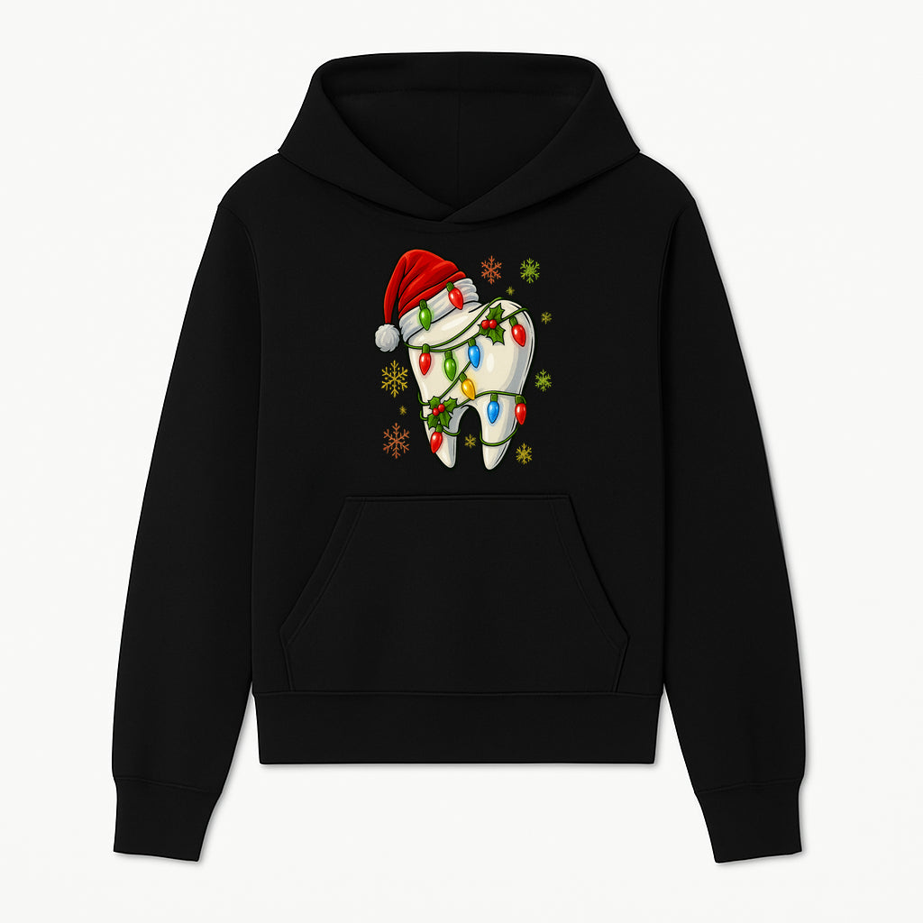Christmas Tooth Ornament with Santa Hat and Colorful Lights Fun Holiday Decor for Dental Themed Gifts and Decorations. - Hoodie 1758250097924.jpg