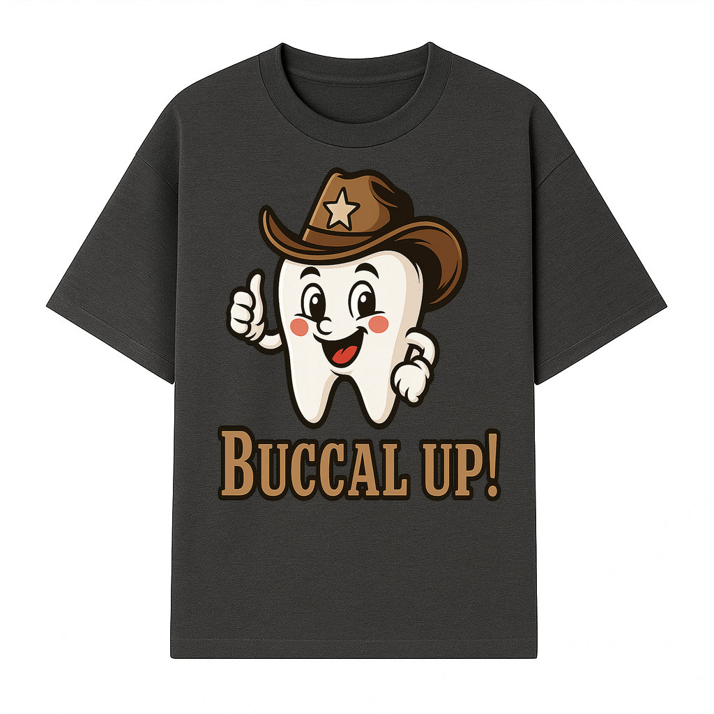 Cowboy Tooth Graphic Tee - Buccal Up! - Fun Dental Humor Shirt for Kids and Adults - Western Theme Dental Care Apparel - T-shirt 1758250097999.jpg