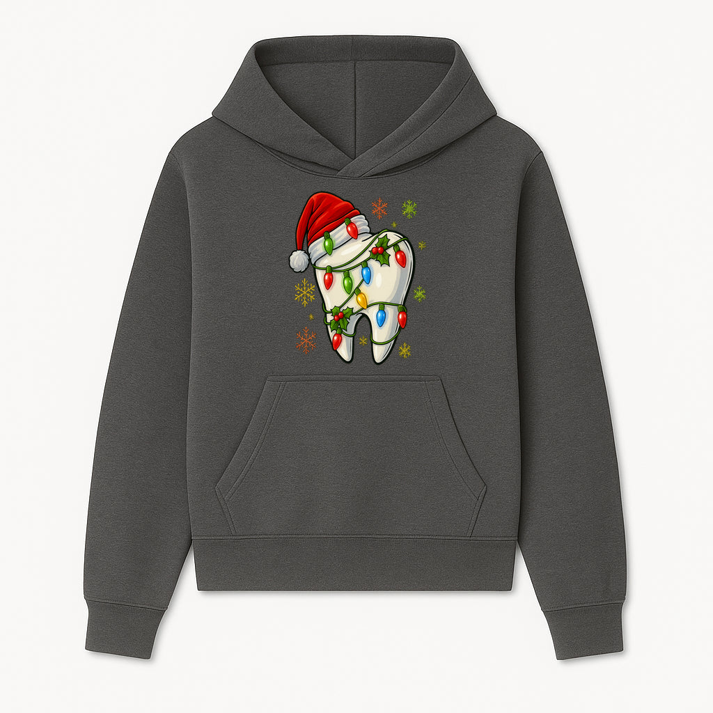 Christmas Tooth Ornament with Santa Hat and Colorful Lights Fun Holiday Decor for Dental Themed Gifts and Decorations. - Hoodie 1758250098069.jpg