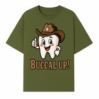Cowboy Tooth Graphic Tee - Buccal Up! - Fun Dental Humor Shirt for Kids and Adults - Western Theme Dental Care Apparel - T-shirt 1758250098157.jpg