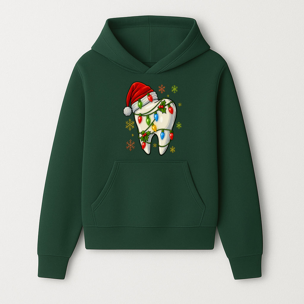 Christmas Tooth Ornament with Santa Hat and Colorful Lights Fun Holiday Decor for Dental Themed Gifts and Decorations. - Hoodie 1758250098232.jpg