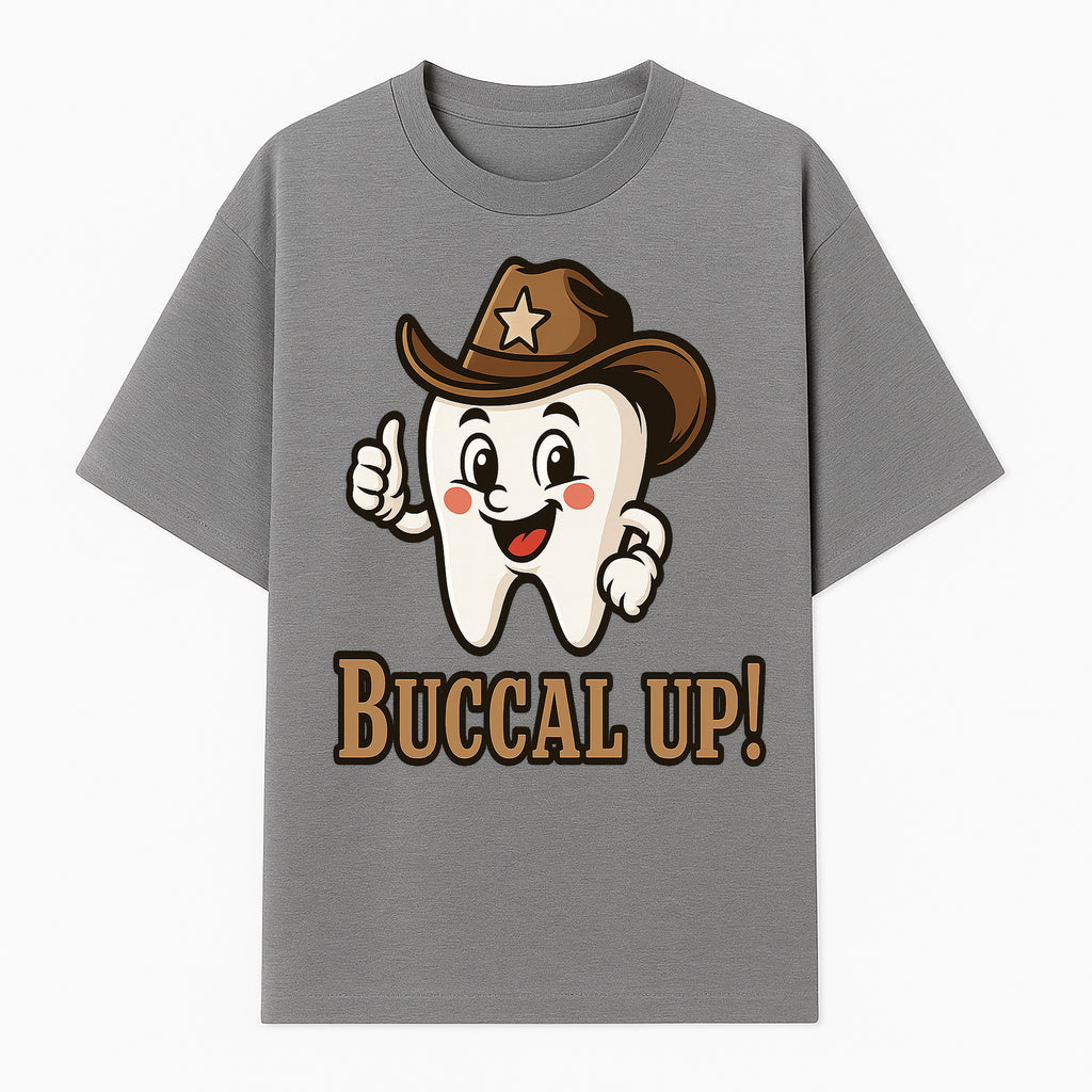 Cowboy Tooth Graphic Tee - Buccal Up! - Fun Dental Humor Shirt for Kids and Adults - Western Theme Dental Care Apparel - T-shirt 1758250098319.jpg