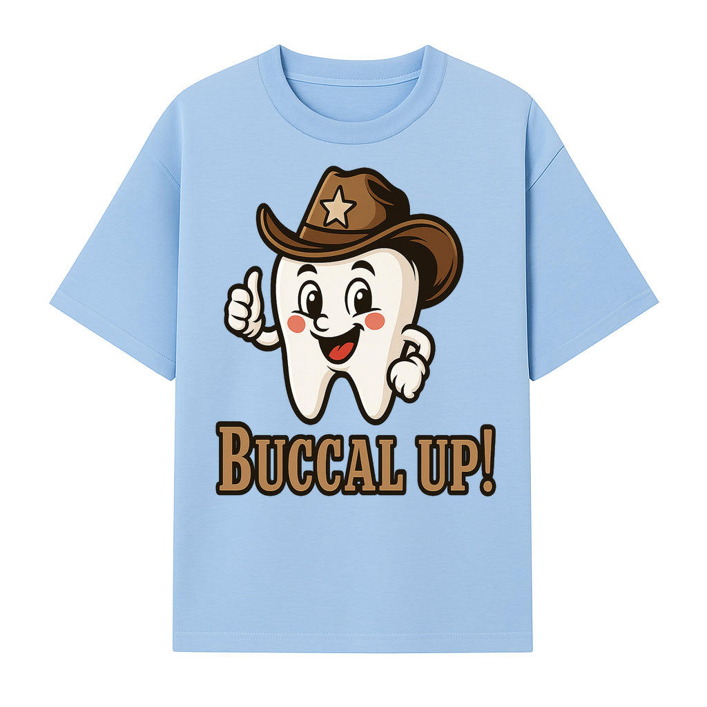 Cowboy Tooth Graphic Tee - Buccal Up! - Fun Dental Humor Shirt for Kids and Adults - Western Theme Dental Care Apparel - T-shirt 1758250098460.jpg