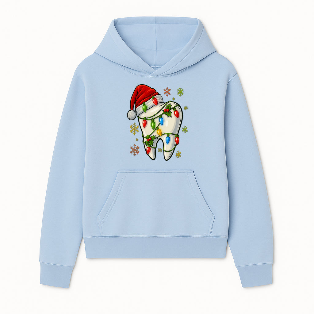 Christmas Tooth Ornament with Santa Hat and Colorful Lights Fun Holiday Decor for Dental Themed Gifts and Decorations. - Hoodie 1758250098524.jpg